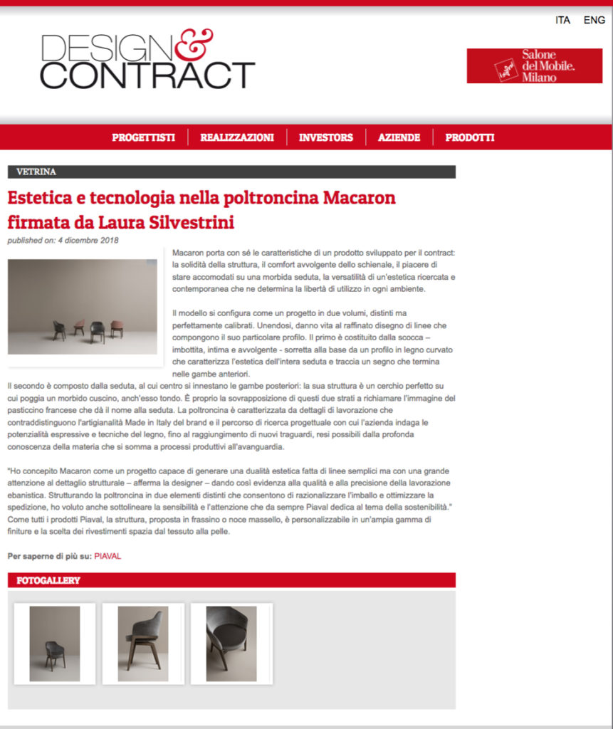 Design&COntract Newsletter features Piaval collections